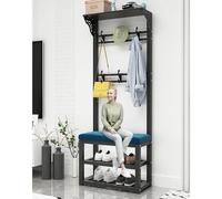 Entryway Hall Tree Shoe Ben Coat Rack With Storage Shelves And Hooks Mudroom Storage Organizer For Entrance Hallway With Seat Cushion Metal e