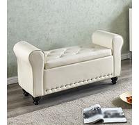 Entryway Shoe Bench,Modern Upholstered Storage Bench with Arms,Leather Rolled Arm Button Upholstered Ottoman Bench,Footrest Livingroom Bendroom Furniture 39.3/47.2x15.7x21.6 Inch,(100/120x40x55cm)