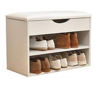 Entryway Shoe Bench with rage White 60cm Shoe Rack and Seating Shoe with Comfortable Seat Perfect for Hallway and Mudroom