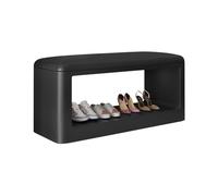 Entryway Shoe Bench with Sto & Cushed Seat - Black 60cm, Soft Lambskin & High Resilience Spon, Ideal for Living Room, Bedroom, Corridor nizat