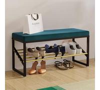 Entryway Shoe Rack Small Space, Metal Shoe Bench Seat, Decorative Storage Benches for Living Room, Hallway, Bedroom