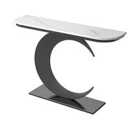 Entryway Sofa Table with Metal Base Console Hallway Tables Slim Behind Sofa Table Shelf Entryway，Sl lack Modern Half Moon Console Table with Metal Base for Living Room/Hallway/Foyer 31.4