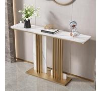 Entryway Table Gold Stainless Steel Frame Narrow Slate Top Couch Table for Hallway Bedroom Living Room Foyer