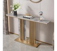 Entryway Table Gold Stainless Steel Frame Narrow Slate Top Couch Table for Hallway Bedroom Living Room Foyer
