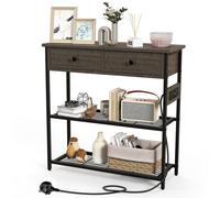 Entryway Table Narrow Console Table Coffee Bar Table w/Charging Station