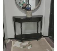 entryway table,Solid WoodHalf Moon Console Table for Entryway,Entryway Table with Storage Drawer,Semi Circle Sofa Table,Hallway & Entrance Decor(Walnut,90cm/35.4in)