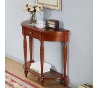 entryway table,Solid WoodHalf Moon Console Table for Entryway,Entryway Table with Storage Drawer,Semi Circle Sofa Table,Hallway & Entrance Decor(Walnut,90cm/35.4in)