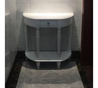 entryway table,Solid WoodHalf Moon Console Table for Entryway,Entryway Table with Storage Drawer,Semi Circle Sofa Table,Hallway & Entrance Decor(Walnut,90cm/35.4in)