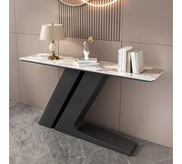 Entryway Table with Faux Marble Top, Modern Display Console with Stainless Steel Base, Rectangle Design for Living Room or Hallway