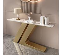 Entryway Table with Faux Marble Top, Modern Display Console with Stainless Steel Base, Rectangle Design for Living Room or Hallway