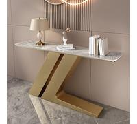 Entryway Table with Faux Marble Top, Modern Display Console with Stainless Steel Base, Rectangle Design for Living Room or Hallway