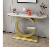 Entryway Table with Stone Top for Hallway Living Room, Console Table with Metal Base and Storage Space for Couch, Hall Table