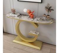 Entryway Table with Stone Top for Hallway Living Room, Console Table with Metal Base and Storage Space for Couch, Hall Table