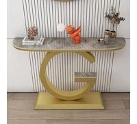 Entryway Table with Stone Top for Hallway Living Room, Console Table with Metal Base and Storage Space for Couch, Hall Table