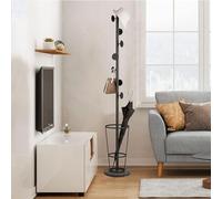 Entryway Umbrella Stand with Coat Rack Space Saving Design Multiple Hoo Sturdy Solid Marble Base (Color: Black + Black Size: C)