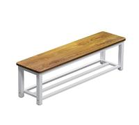 Entryway Wooden Long Bench with 2 Tier Shoe Rack Versatile White Sofa Bench for Front Porch Bathroom Gym Restaurant & Mall 100cm/39.3in