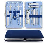 ENTT 18 Pcs Pedicure Kit Manicure Set - Grooming Kit for Men, Women - Premium Case & Carbon Steel Tools - Professsional Tool Kit - for Travel, Home, Spa, Salon - Gift for Him, Her (Blue Case)