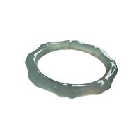enttgo 天然冰款式绿晴水玉髓竹节手镯 FengShui Bamboo Shape Beads Natural Bracelets for Women,10mm骨节 Natural Jade Bangle Bracelet Wealth Lucky 玉镯油青色美人镯古风女款-Chu Wen Sheng2318