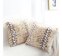 Entua Luxury Faux Fur Animal Print Fur Throw Pillow Covers 20x20 Safari Jungle Animal Skin Snow Cheetah Leopard Print Cushion Cover for Sofa Couch Decorative Soft Plush Pillow Covers