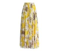 Entwicklt Women's Chiffon Boho Long Skirt - Bohemia Floral Print High Waist Skirts Spring Summer Ladies Flared Pleated Skirt for Party Beach,Style 1,XL
