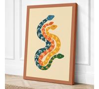 Entwined Serpents Art Deco Canvas Wall Art Print 18x12 Inch