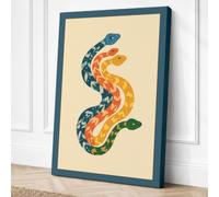 Entwined Serpents Art Deco Canvas Wall Art Print 36x24 Inch (91 x 61 cm)