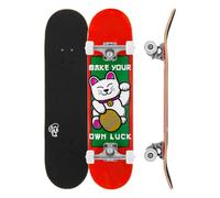Enuff Lucky Cat Complete Skateboard - 7 Ply Maple Deck and Premium Components: Decade Pro Trucks, 53mm XX Wheels, ABEC-9 Bearings, Skull Icon Grip Tape