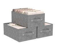 ENUMAIL Collapsible Storage Boxes, Fabric Cloth Laundry Baskets, Cube Organizer Bins for Organizing Home, Office and Closet, Grey, 3 Pack, 41x25x16.5cm
