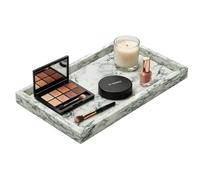 ENUMAIL Decorative Natural Marble Vanity Trays,30x20x3cm,Cyan Green | Rectangular Bathroom Tray with Anti Slip Foot Pad,Stone Plate with Unique Patterns,Polishing Pallet for Key,Jewelry Organizer