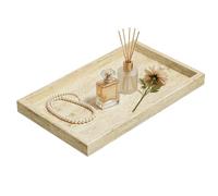 ENUMAIL Decorative Natural Marble Vanity Trays,30x20x3cm,Travertine | Rectangular Bathroom Tray with Anti Slip Foot Pad,Stone Plate with Unique Patterns,Polishing Pallet for Key,Jewelry Organizer