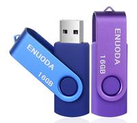 ENUODA 16GB USB Stick 2 Pack USB 2.0 Flash Drive Swivel Design Pen Drive Memory Stick Thumb Drive for Data Storage (Purple Blue)