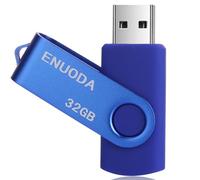 ENUODA Memory Stick 32GB USB 2.0 Flash Drives Swivel Design Pen Drive Fold Storage Thumb Drive with LED Light(Blue)