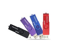 ENUODA Memory Stick 64GB 4 Pack USB 2.0 Flash Drive Swivel Design Pen Drive Storage Thumb Drive (Black Red Blue Purple)