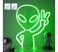 ENUOLI Alien Neon Sign,Neon Sign for Room USB Powered Alien Neon Light Signs for Wall Decor Game Room Decor Hip Hop Party LED Alien Sign for Teen Room Wall Decor Bedroom Home Wall Party Light (Green)
