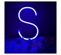 ENUOLI Blue LED Neon Light Sign Letter Night Light - Alphabet Wall Decorative Lights - Battery/USB Operated Hanging for Wedding, Birthday, Party, Christmas Home Decor (S)