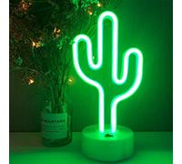 ENUOLI Cactus Neon Sign LED Night Light With Pedestal - Room Decor Battery/USB Operated Lamp for Children's Bedroom, Wedding Party, Christmas