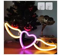 ENUOLI Heart Neon Light Pink & Warm White Wall Light - Battery and USB Operated Lamp for Birthday Gift, Home, Bedroom, Bar, Christmas, Wedding, Party Decor