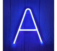 ENUOLI LED Alphabet Letter Lights Neon Sign Light Up Letters Battery and USB Operated Blue Neon Light Neon Wall Light for Bedroom, Birthday, Party, Christmas, New Year,Wedding Decor(A)