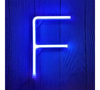 ENUOLI LED Alphabet Letter Lights Neon Sign Light Up Letters Battery and USB Operated Blue Neon Light Neon Wall Light for Bedroom, Birthday, Party, Christmas, New Year,Wedding Decor(F)