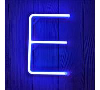 ENUOLI LED Alphabet Letter Lights Neon Sign Light Up Letters Battery and USB Operated Blue Neon Light Neon Wall Light for Bedroom, Birthday, Party, Christmas, New Year,Wedding Decor(E)