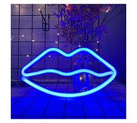 ENUOLI LED Lips Neon Light Battery USB Wall Decor for Bedroom Party (Blue)