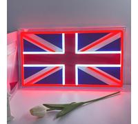 ENUOLI LED Neon Britain Flag with Chain & Hooks, UK Flag Neon Signs Light up Room Sign Patriotic Light Wall Art Living Room Decor for Man Cave Bar Home Bedroom Office Table Art Gifts Idea