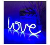 ENUOLI Love Neon Sign USB Battery Wall Light for Bedroom Wedding Decor | Portable Battery USB Powered Blue Glowing Love Shape Nightlight for Party Xmas Home Living Room Wall Decoration Gift