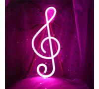 ENUOLI Music Note LED Neon Light, Battery Operated USB Neon Wall Light for Girls Room Music Note Decoration for Concert Bar Party (Pink)