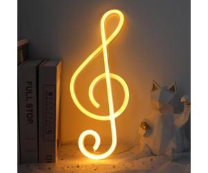 ENUOLI Musical Note Neon Signs Music Note Shaped LED Light Sign USB/Battery Hanging Night Light for Bedroom Wall Decor Music Note Neon Lights Creative Lighting Lamp Home Decoration (Warm White)