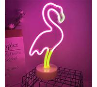 ENUOLI Neon Flamingo Light Pink Neon Sign LED Neon Sign with Base Table Decoration USB&Battery Operated Neon Night Light for Kids Bedroom Neon Light Signs for Wedding Party Christmas Bar