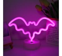 ENUOLI Pink Bat Neon Light LED Cute Neon Signs Bat Shape USB/Battery Powered Neon Night Light with Base Stand Bright Table Light for Children Room Living Room Wedding Birthday Party Decoration