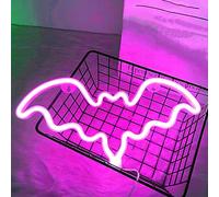 ENUOLI Pink Neon Light Bat Neon Sign Neon Night light Art Decor Lights for Wall Battery/USB Powered LED Light Sign Neon Light Up Neon Signs Unique Decor for Kids Bedroom Christmas Party Bar