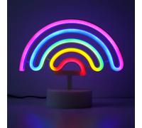 LED Cute Colorful Neon Rainbow Sign Lights Rainbow Neon Light with Base Battery Powered Rainbow Indoor Night Light Decoration for Kids Room Living Room Festive Party Wedding Party