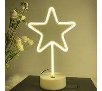 ENUOLI Star Neon Light LED Neon Sign Neon Light Sign Warm White Neon Lights Battery/USB Powered Neon Night Light Neon Christmas Lights Neon Lights, (wNH.Z009)